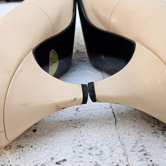 YSL Paris Women Heel Sandal Beige Leather Upper Shoes Saint Laurent Size 36.5 - Picture 11 of 11